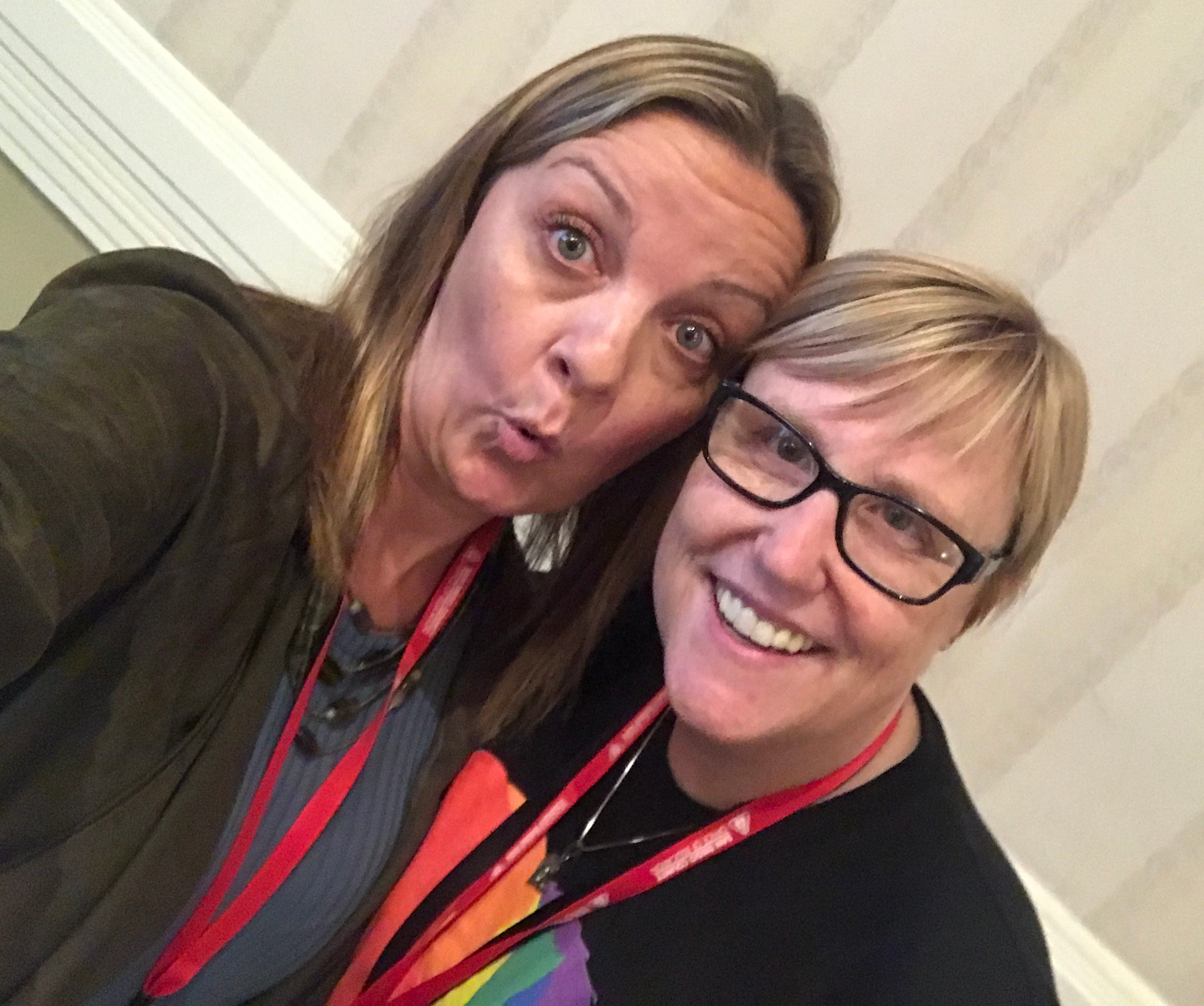 Laura and Christine smiling for the camera